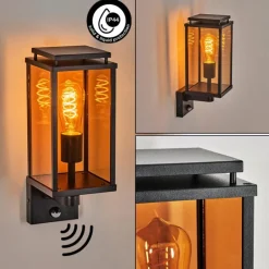 hofstein Cadafaes Lampe murale d´extérieur Noir, 1 lumière, Détecteur de mouvement