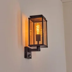 hofstein Cadafaes Lampe murale d´extérieur Noir, 1 lumière, Détecteur de mouvement