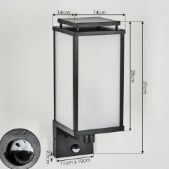 hofstein Cadafaes Lampe murale d´extérieur Noir, 1 lumière, Détecteur de mouvement