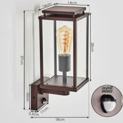 hofstein Cadafaes Lampe murale d´extérieur Rouille, 1 lumière, Détecteur de mouvement