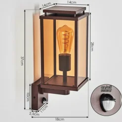hofstein Cadafaes Lampe murale d´extérieur Rouille, 1 lumière, Détecteur de mouvement