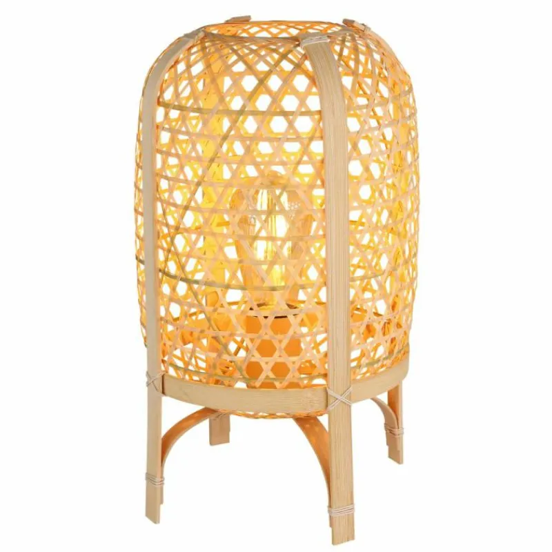 Lampes En Bois-Luminaires Globo Lighting Cairo Lampe à poser Écru, 1 lumière