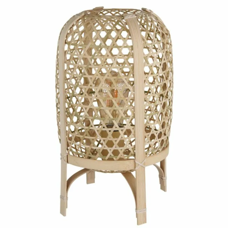 Lampes En Bois-Luminaires Globo Lighting Cairo Lampe à poser Écru, 1 lumière