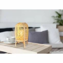 Lampes En Bois-Luminaires Globo Lighting Cairo Lampe à poser Écru, 1 lumière