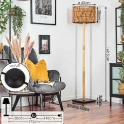 Luminaires Scandinaves-hofstein Cando Lampadaire Écru, Noir, 1 lumière