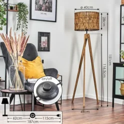 hofstein Cando Lampadaire, Liseuse Écru, 1 lumière