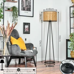 hofstein Cando Lampadaire, Liseuse Noir, 1 lumière