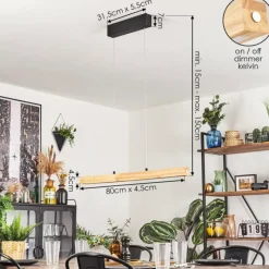 Luminaires Scandinaves-hofstein Carbellino Suspension LED Écru, Noir, 1 lumière