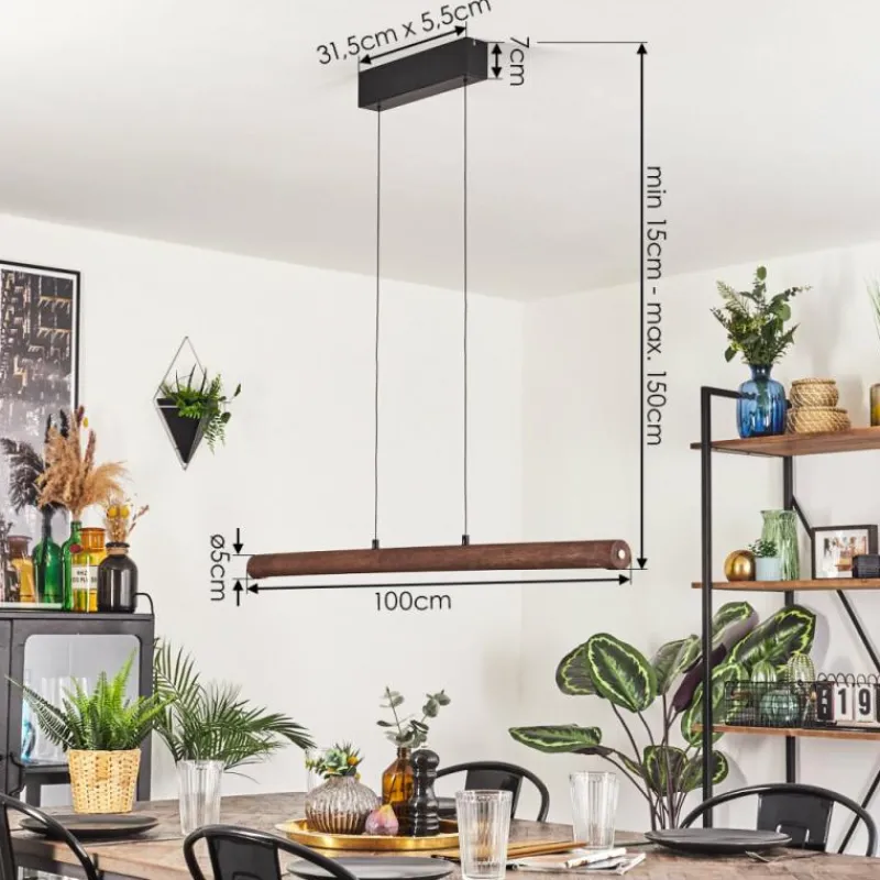 Luminaires Scandinaves-hofstein Carbellino Suspension LED Brun foncé, Noir, 1 lumière