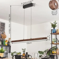 Luminaires Scandinaves-hofstein Carbellino Suspension LED Brun foncé, Noir, 1 lumière