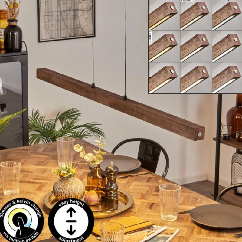 Luminaires Scandinaves-hofstein Carbellino Suspension LED Brun foncé, Noir, 1 lumière