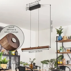 Luminaires Scandinaves-hofstein Carbellino Suspension LED Brun foncé, Noir, 1 lumière