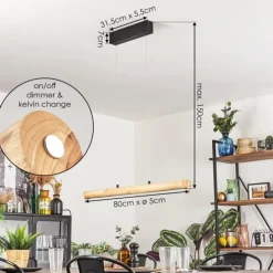 Luminaires Scandinaves-hofstein Carbellino Suspension LED Écru, Noir, 1 lumière