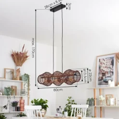 hofstein Cardeira Suspension, Suspension Noir, 3 lumières