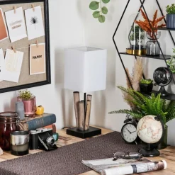 Lampes En Tissu-hofstein Caren Lampe de bureau, Lampe à poser Écru, Noir, 1 lumière