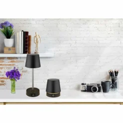 Luminaires Globo Lighting Carlos Lampe à poser LED Chrome, Noir, 1 lumière* Lampes À Poser