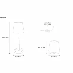 Luminaires Globo Lighting Carlos Lampe à poser LED Chrome, Noir, 1 lumière* Lampes À Poser