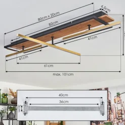 hofstein Cascada Plafonnier LED Laiton, Écru, Noir, 1 lumière