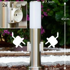 hofstein Caserta Borne lumineuse, Lampadaire, Eclairage de chemin Acier inoxydable, 1 lumière
