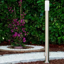 hofstein Caserta Lampadaire, Eclairage de chemin Acier inoxydable, 1 lumière