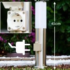 hofstein Caserta Lampadaire, Eclairage de chemin Acier inoxydable, Blanc, 1 lumière