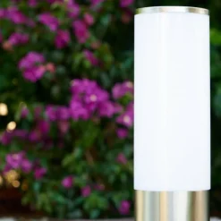 hofstein Caserta Lampadaire, Eclairage de chemin Acier inoxydable, Blanc, 1 lumière