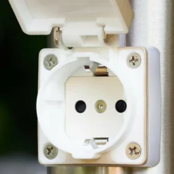 hofstein Caserta Lampadaire, Eclairage de chemin Acier inoxydable, Blanc, 1 lumière