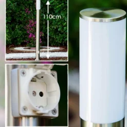 hofstein Caserta Lampadaire, Eclairage de chemin Acier inoxydable, 1 lumière