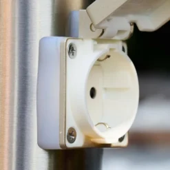 hofstein Caserta Lampadaire, Eclairage de chemin Acier inoxydable, 1 lumière, Détecteur de mouvement