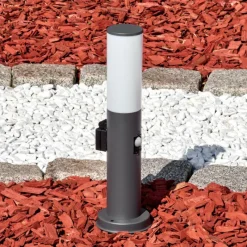 hofstein Caserta Prises électriques d'extérieur, Borne lumineuse, Eclairage de chemin Anthracite, 1 lumière, Détecteur de mouvement