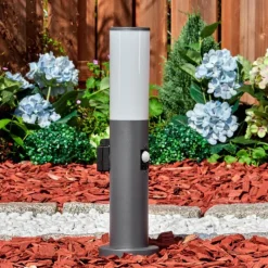 hofstein Caserta Prises électriques d'extérieur, Borne lumineuse, Eclairage de chemin Anthracite, 1 lumière, Détecteur de mouvement