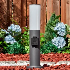 hofstein Caserta Prises électriques d'extérieur, Borne lumineuse, Eclairage de chemin Anthracite, 1 lumière