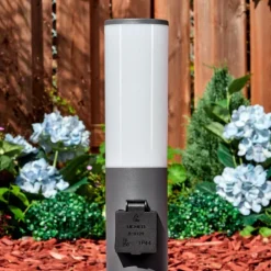 hofstein Caserta Prises électriques d'extérieur, Borne lumineuse, Eclairage de chemin Anthracite, 1 lumière
