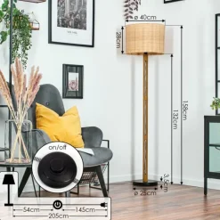 Luminaires Scandinaves-hofstein Cavaca Lampadaire Brun, Écru, Noir, 1 lumière