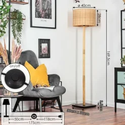 Luminaires Scandinaves-hofstein Cavaca Lampadaire Écru, Noir, 1 lumière