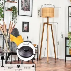 hofstein Cavaca Lampadaire, Liseuse Écru, 1 lumière