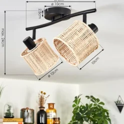 Luminaires Scandinaves-hofstein Cavaca Plafonnier Noir, 2 lumières