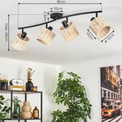 Luminaires Scandinaves-hofstein Cavaca Plafonnier Noir, 4 lumières