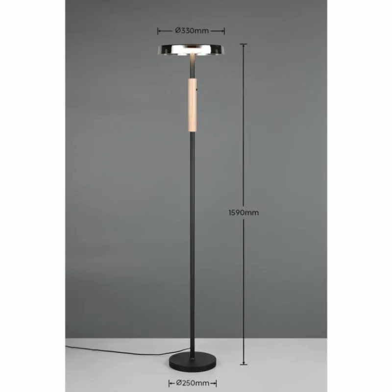 Suspension Verre Fumé-Luminaires Trio Celeste Lampadaire LED Noir, 1 lumière