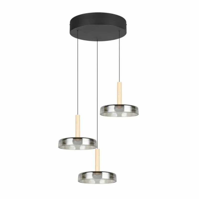 Suspension Verre Fumé-Luminaires Trio Celeste Suspension LED Noir, 1 lumière