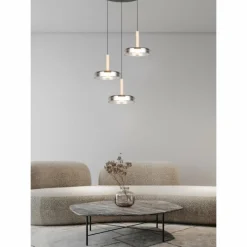 Suspension Verre Fumé-Luminaires Trio Celeste Suspension LED Noir, 1 lumière