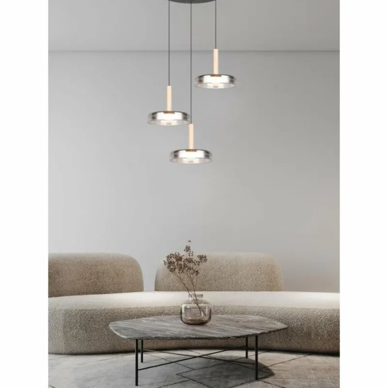 Suspension Verre Fumé-Luminaires Trio Celeste Suspension LED Noir, 1 lumière