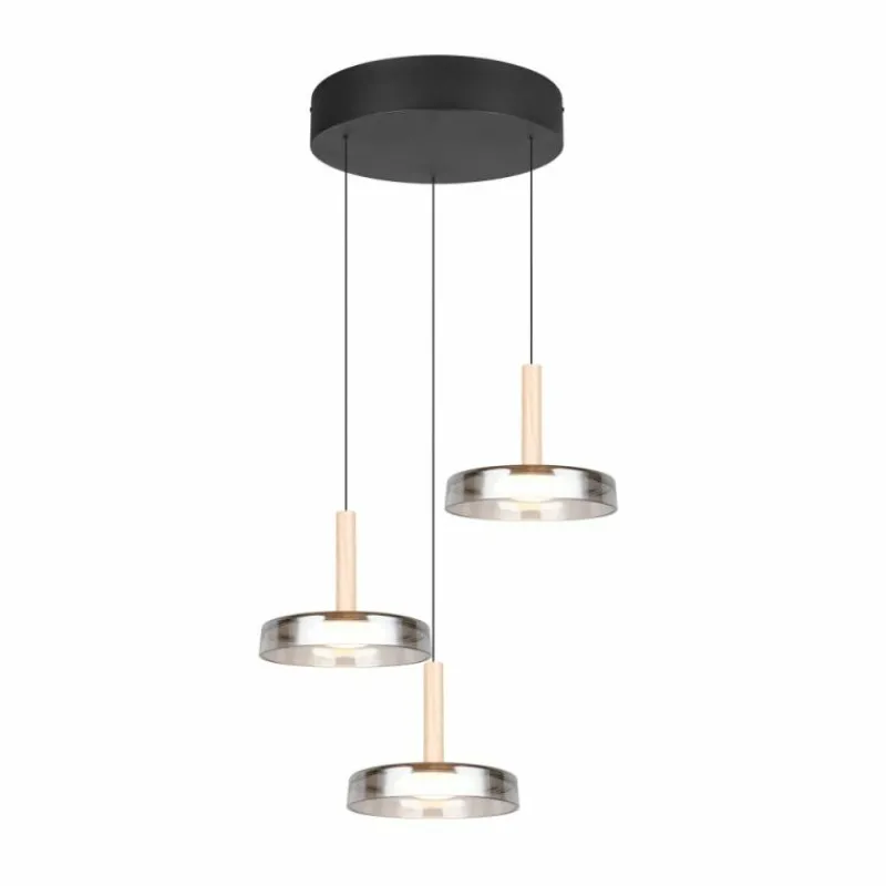 Suspension Verre Fumé-Luminaires Trio Celeste Suspension LED Noir, 1 lumière