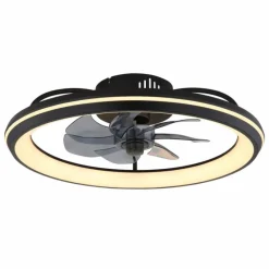 Luminaires Globo Lighting Celeste Ventilateur de plafond lumineux LED Noir, 1 lumière, Télécommandes