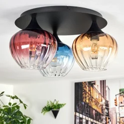 hofstein Cem Plafonnier Bleu, Jaune, Clair, Rouge, 3 lumières