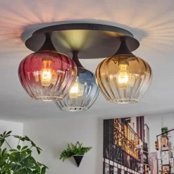 hofstein Cem Plafonnier Bleu, Jaune, Clair, Rouge, 3 lumières