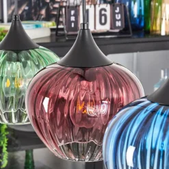 hofstein Cem Suspension, Suspension Bleu, Jaune, Vert, Clair, Rouge, 4 lumières