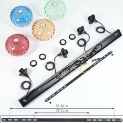 hofstein Cem Suspension, Suspension Bleu, Jaune, Vert, Clair, Rouge, 4 lumières