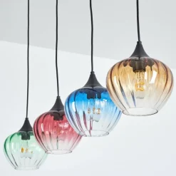 hofstein Cem Suspension, Suspension Bleu, Jaune, Vert, Clair, Rouge, 4 lumières