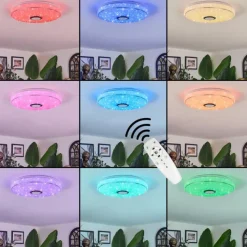 hofstein Cham Plafonnier LED Blanc, 1 lumière, Télécommandes, Changeur de couleurs